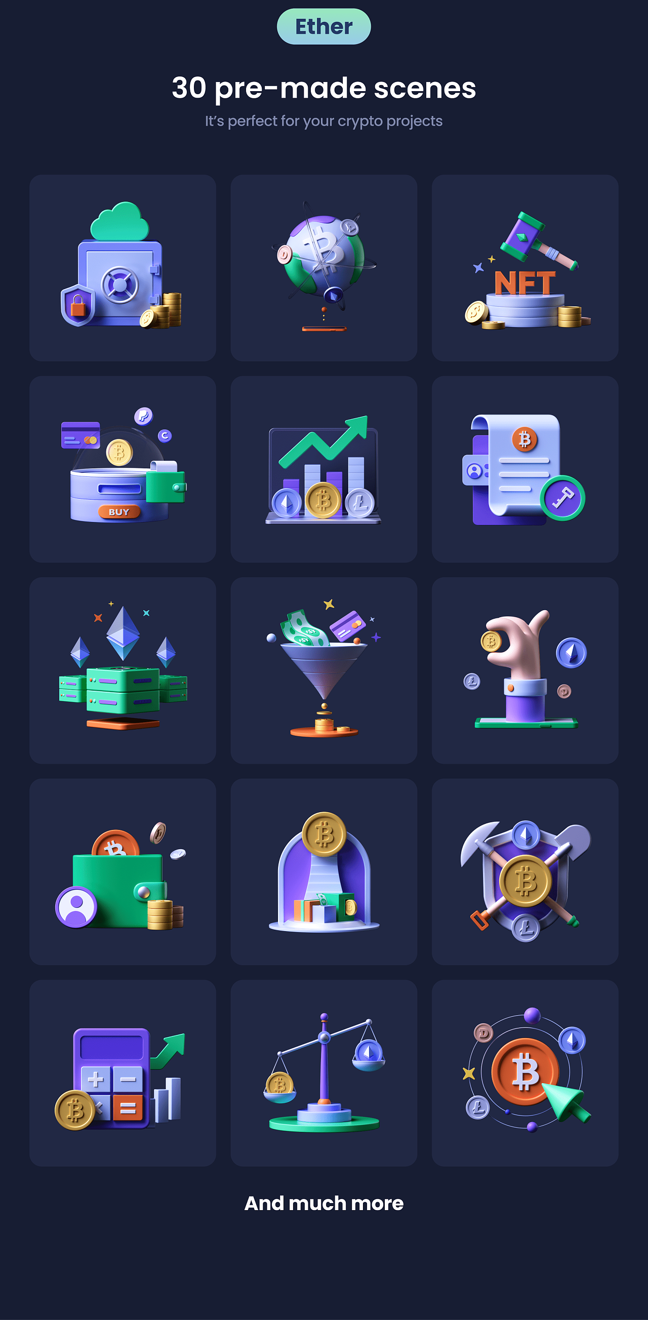 加密货币行业3d图标集分享-第二波