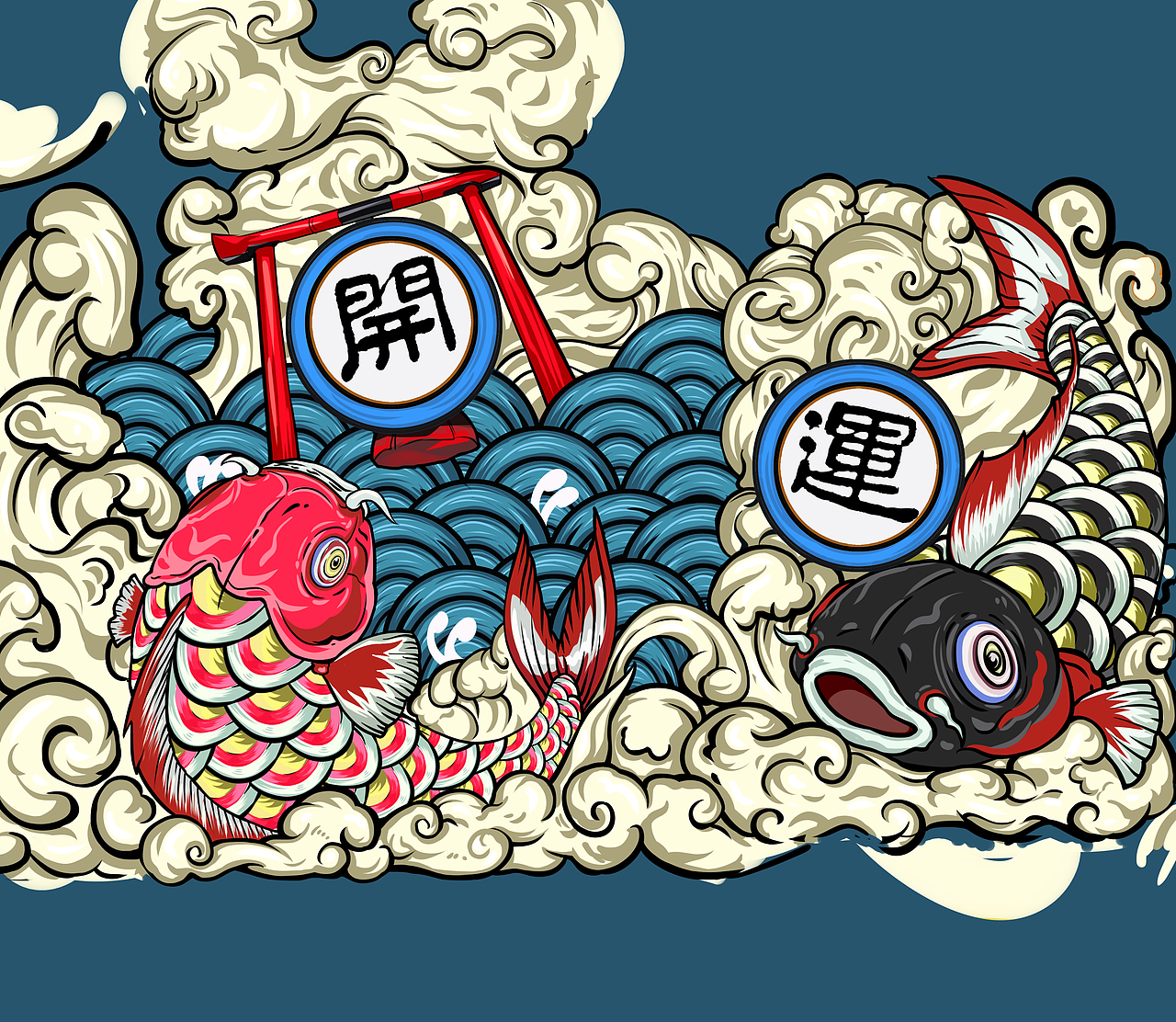 国潮鲤鱼跃龙门