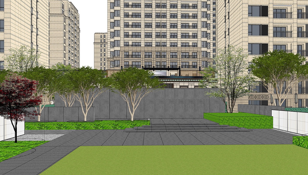 金茂府樾千山大区景观SU模型下载