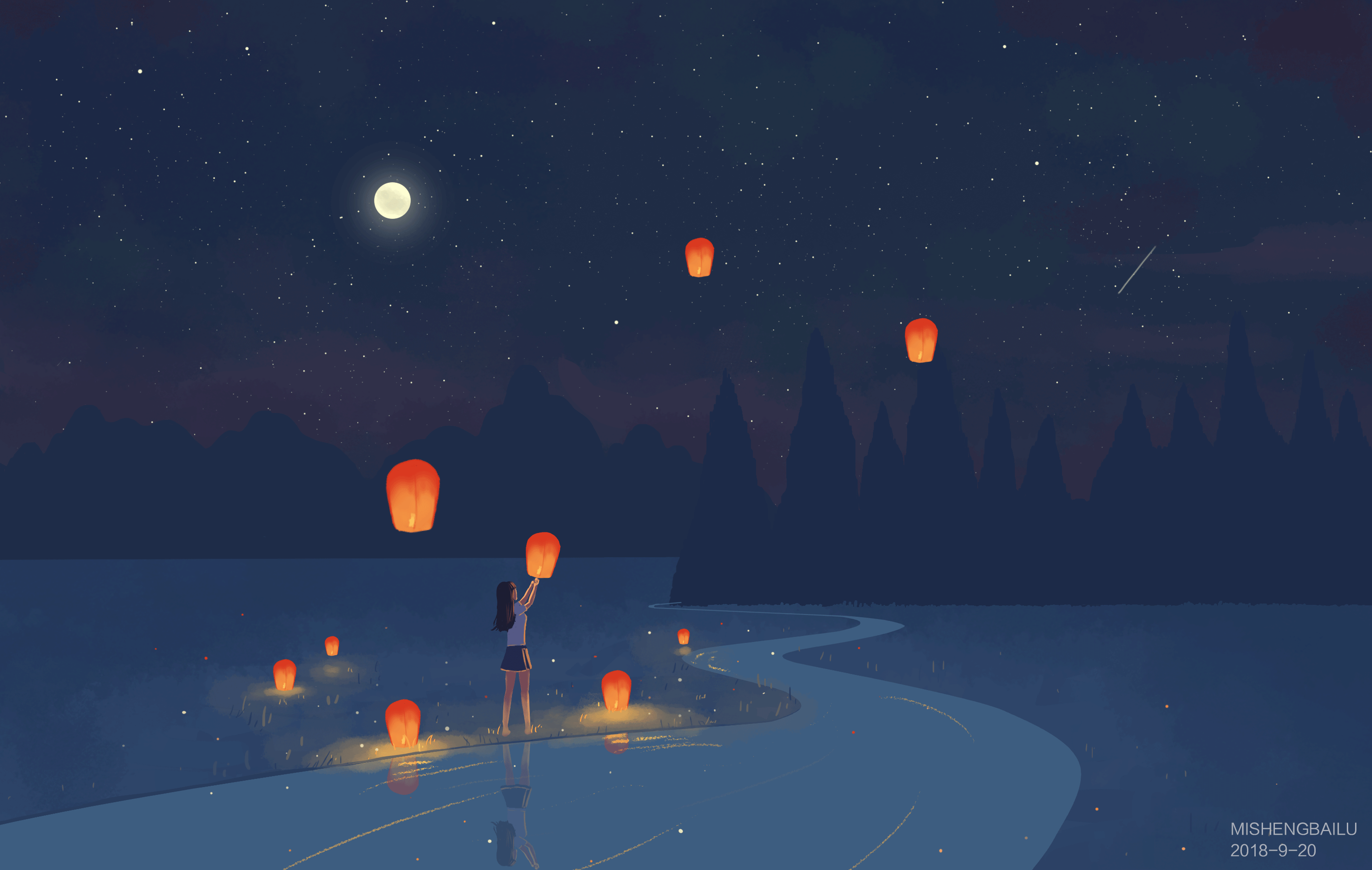 中秋快乐|插画|插画习作|弥生白鹿 - 原创作品 - 站酷 (zcool)