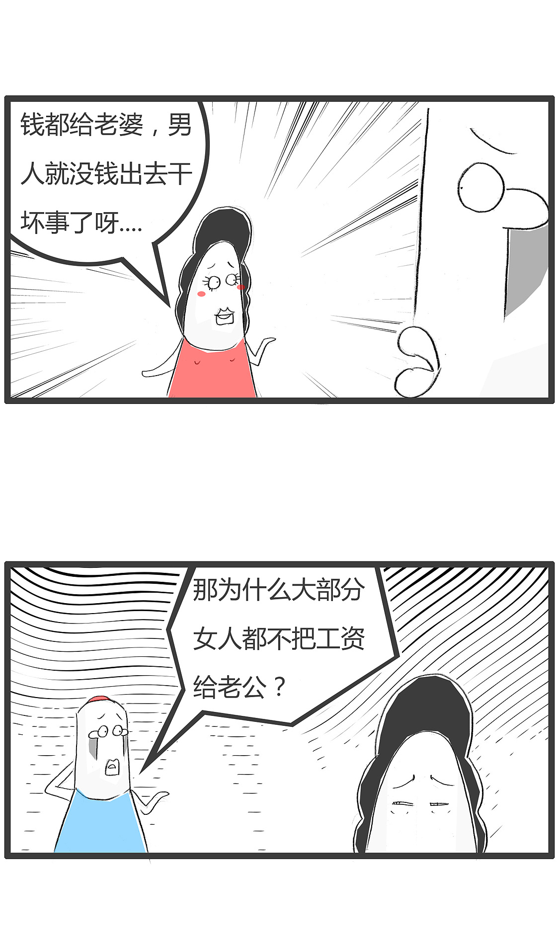 在工资上交方面,男人与女人的差别