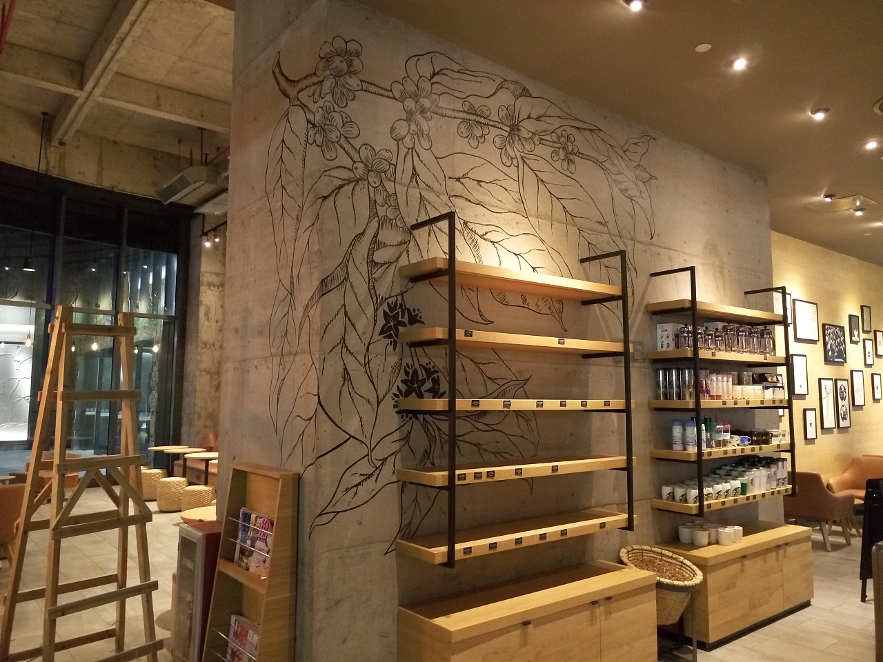 广州合生广场 星巴克 手绘|纯艺术|绘画|广州墙绘艺术 - 原创作品