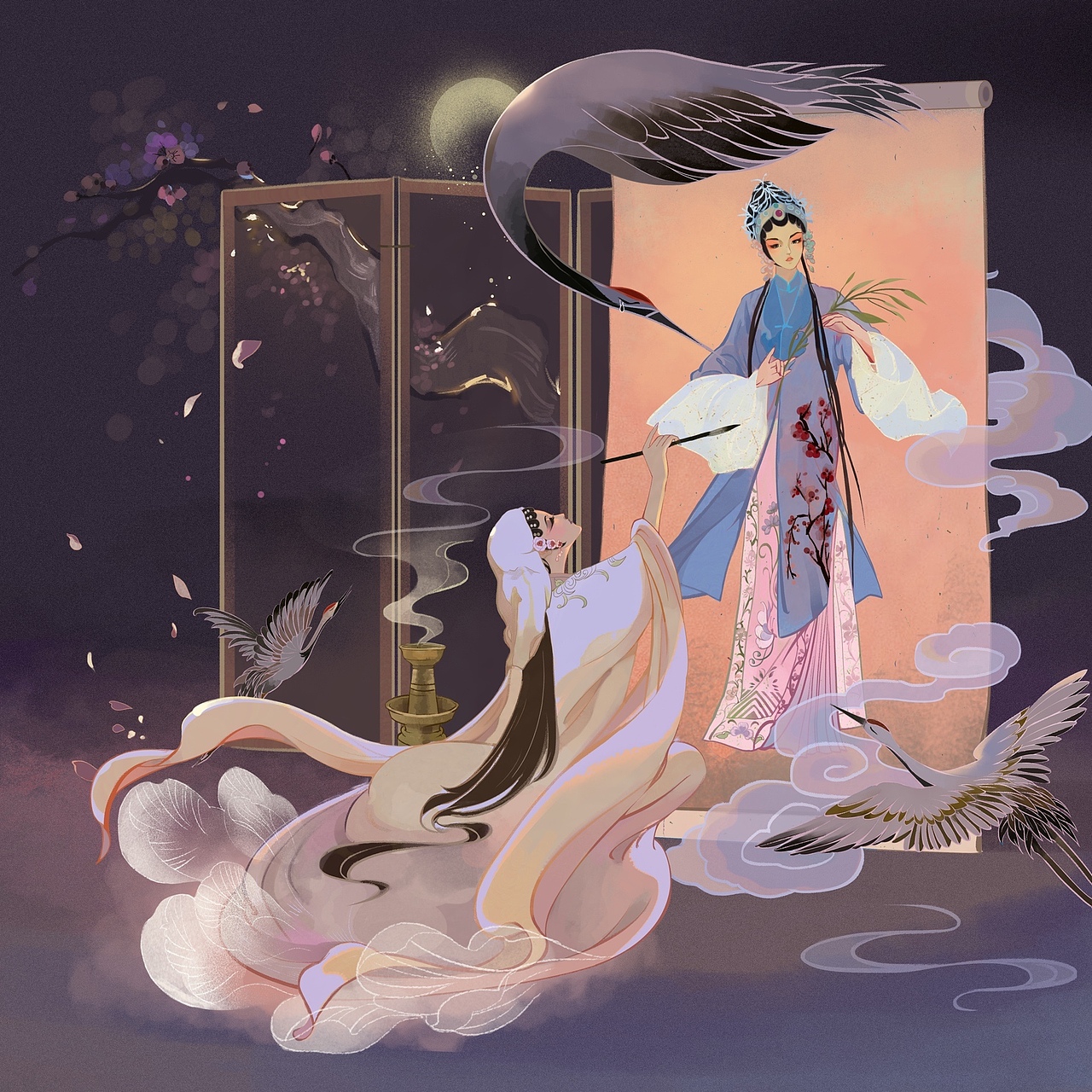 《牡丹亭》系列作品（图ZMzI3NTQ2NzEy） - 商业插画 - 站酷设计师YUGAWEI原创素材 - 站酷ZCOOL