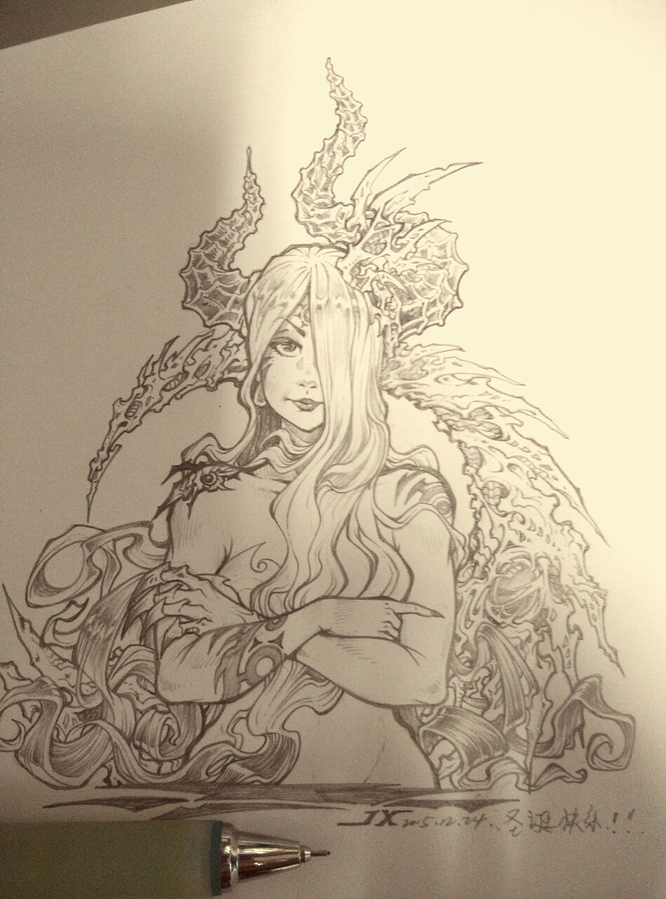 以前的铅笔手绘美女(美式)