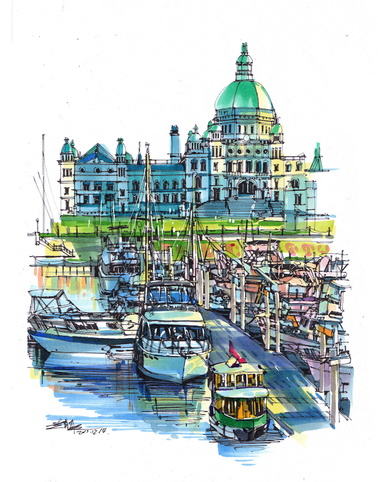 2019城市街景马克笔创作集合|纯艺术|绘画|赵航马克笔_原创作品-站酷