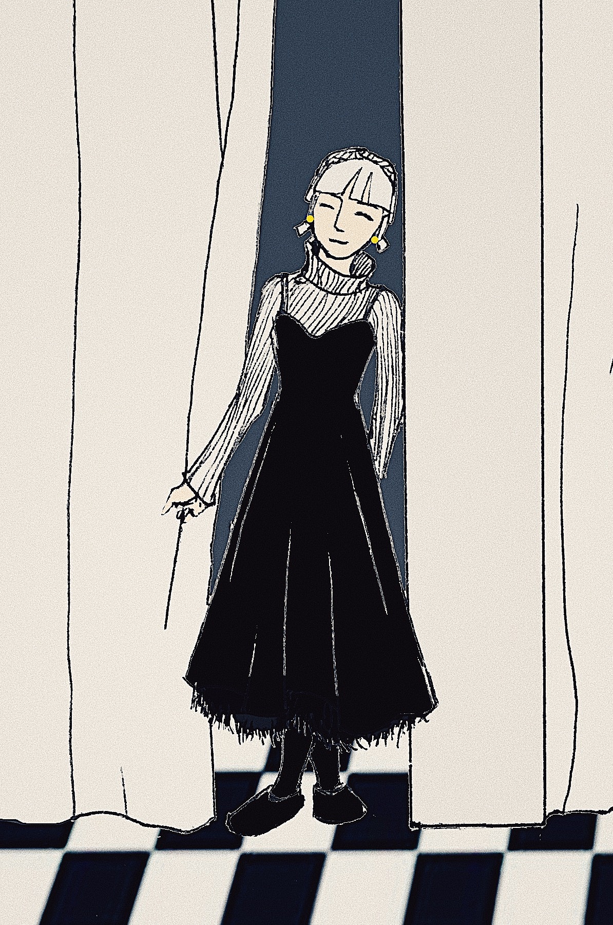 插画-试衣间的女孩儿们