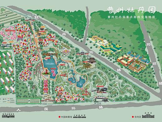 曹州牡丹园手绘地图