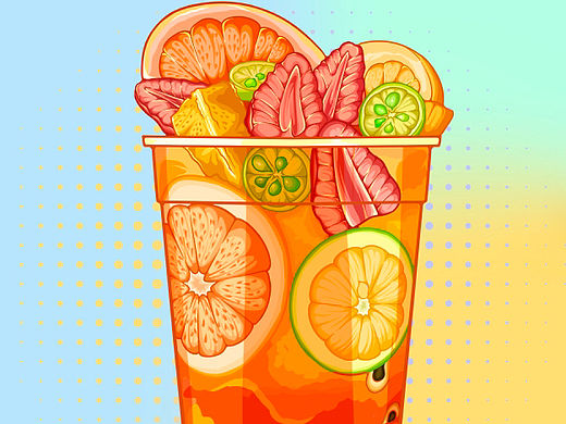 iPad线稿风插画 饮品系列