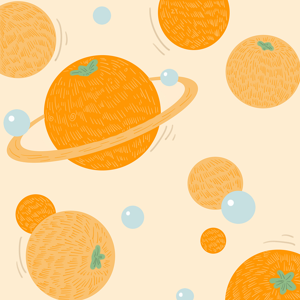 橘色格纹背景|手绘橘子汽水|可爱橘子|文艺|小清新|多行业通用模板-样式模板素材-135编辑器