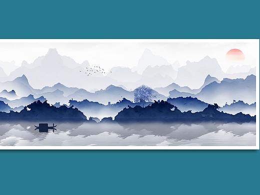北欧现代简约山水床头装饰画