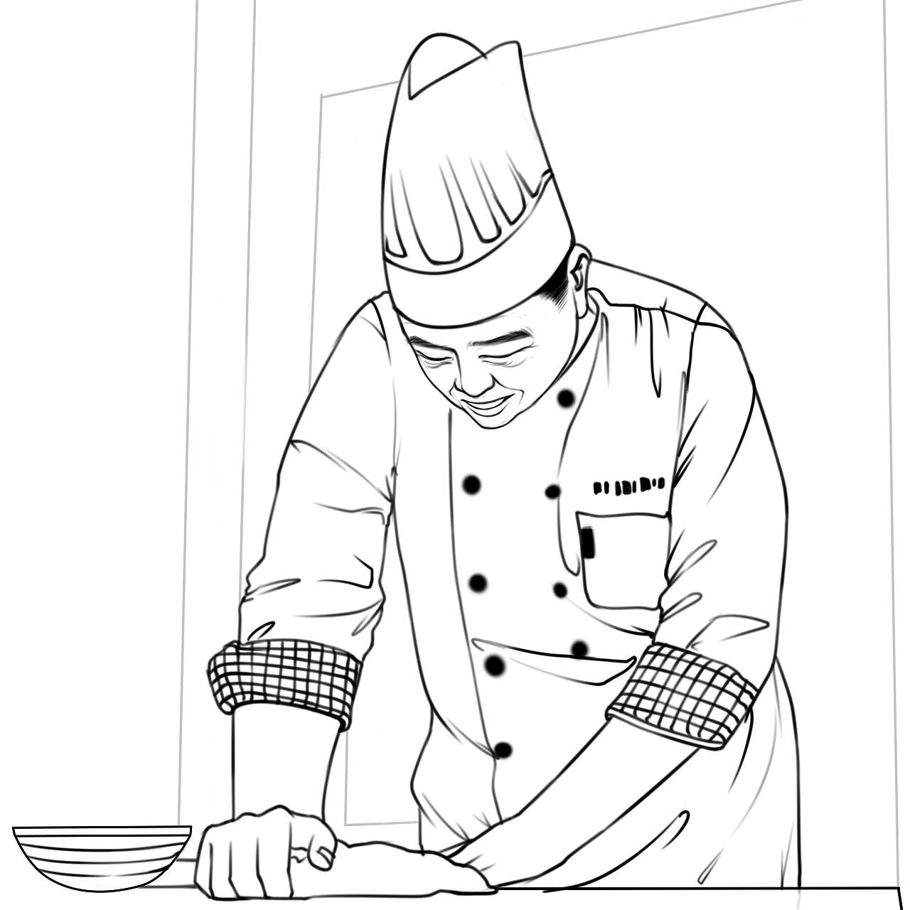 面馆的速写黑白稿