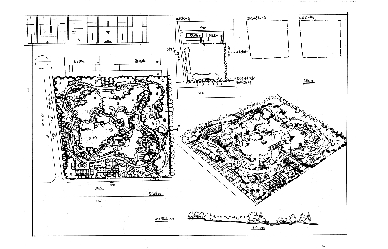 园林快题黑白线稿设计(一)