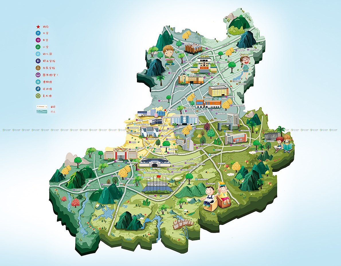 手绘地图,商业手绘插画,地图插画,深圳插画手绘