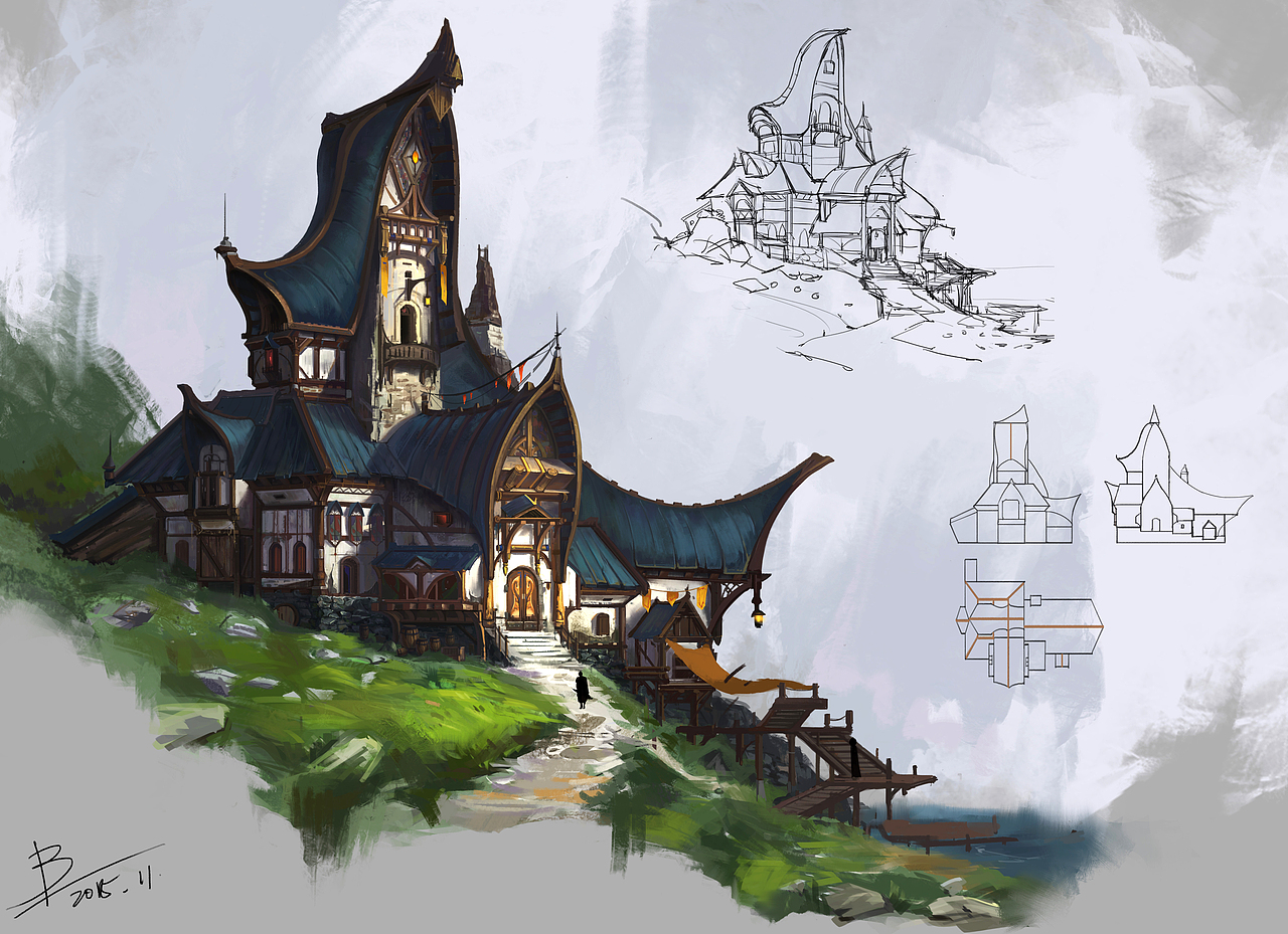 游戏原画欧式建筑设计(写实)