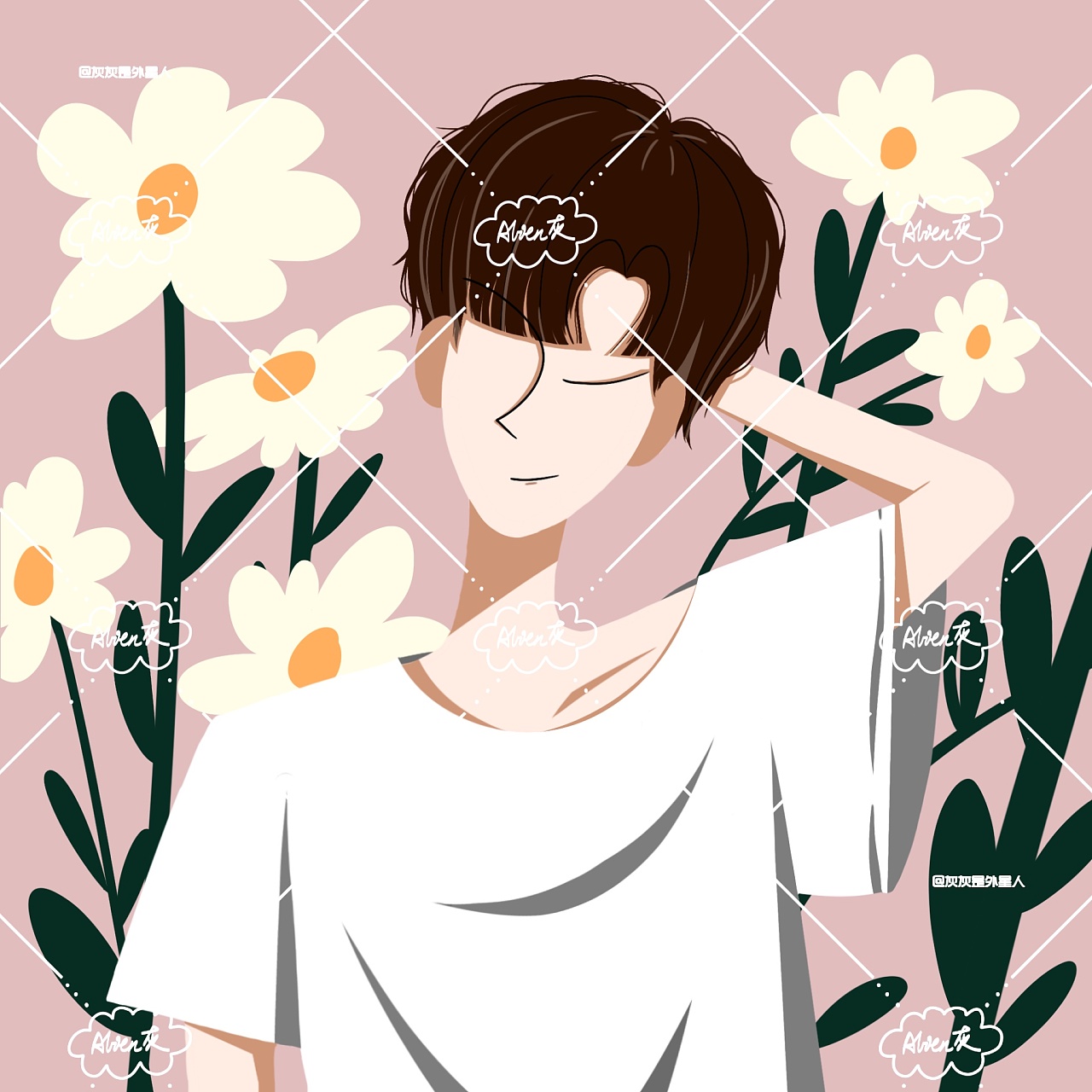 几何抽象风平面头像男