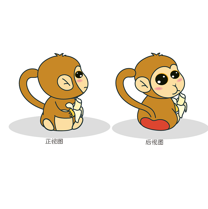 十二生肖平面三视图-猴