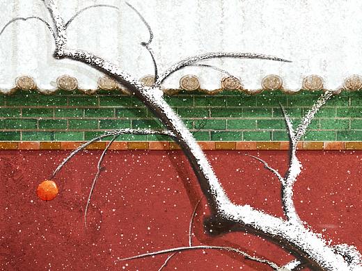 红墙绿砖黄瓦白雪