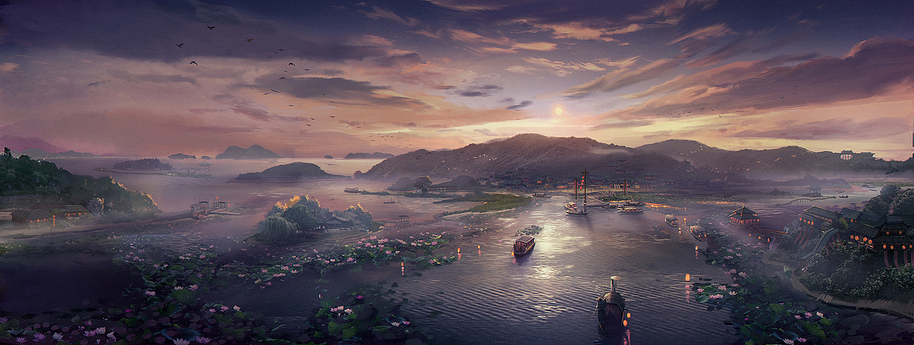 陈情令——莲花坞-晚霞（图ZMTg1MzU1Mjcy） - 概念设定 - 站酷设计师王寅wangyin原创素材 - 站酷ZCOOL