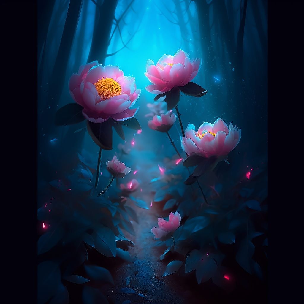 近期AI绘画作品-《夜与花》