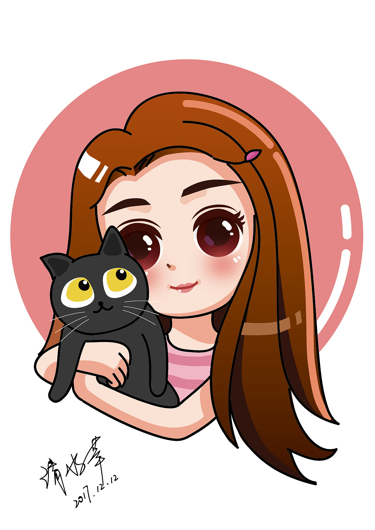 ai插画-抱猫的女孩