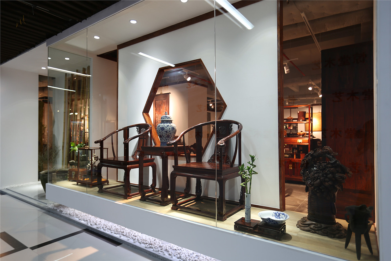 中式展厅设计 | 龍熙堂红木艺术展厅（图ZNTYxMDUxNjg=） - 家装设计 - 站酷设计师一心设计李健原创素材 - 站酷ZCOOL