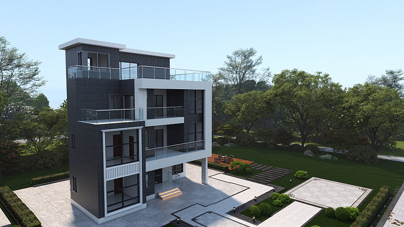 四层现代简约风格自建房（图ZMzQ3MzM4NDAw） - 建筑设计 - 站酷设计师结构设计师原创素材 - 站酷ZCOOL