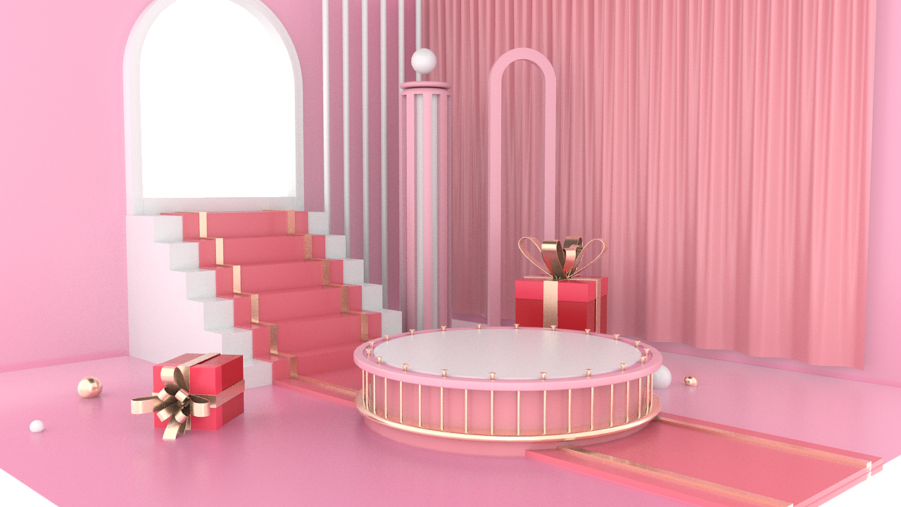 临摹粉色窗台楼梯场景建模新手