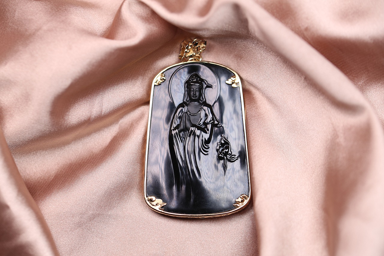 24k黄金观音牌子镶嵌