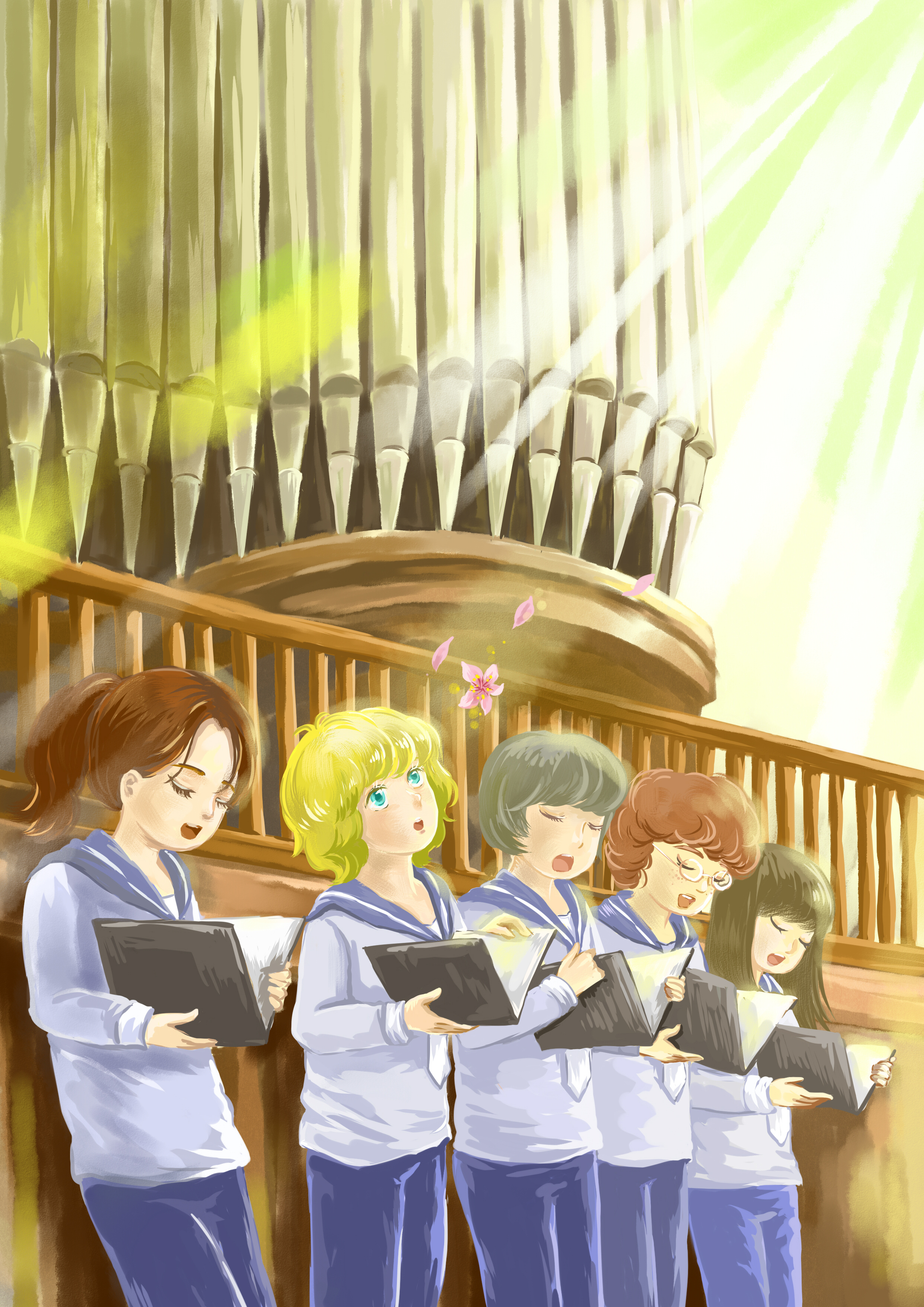 春天与唱诗班的少年