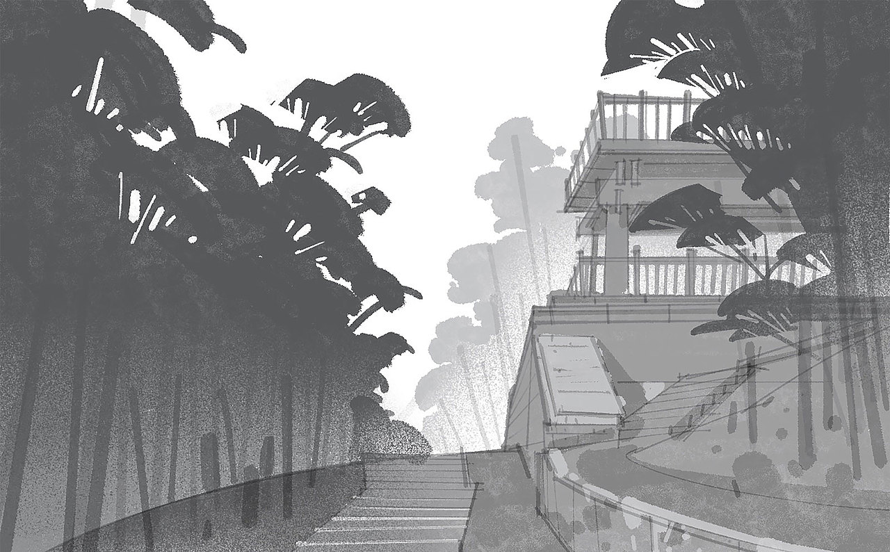 ⬆️
根据风景快速简略的绘制出草图,交代下各元素的位置、大小、对比关系等。