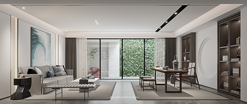 庆隆高尔夫联排别墅装修方案,现代新中式风格设计赏析