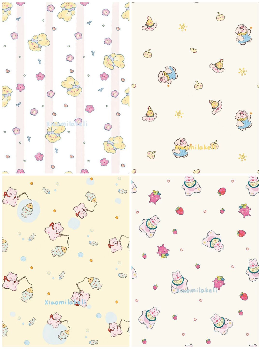 最近画的一些小可爱(卡通图案,动物人物,四方连续)