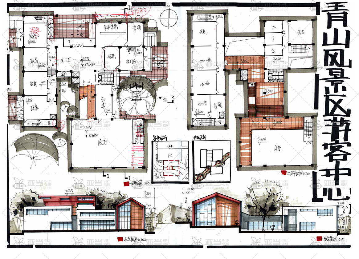 建筑快题设计 青山风景区游客中心设计