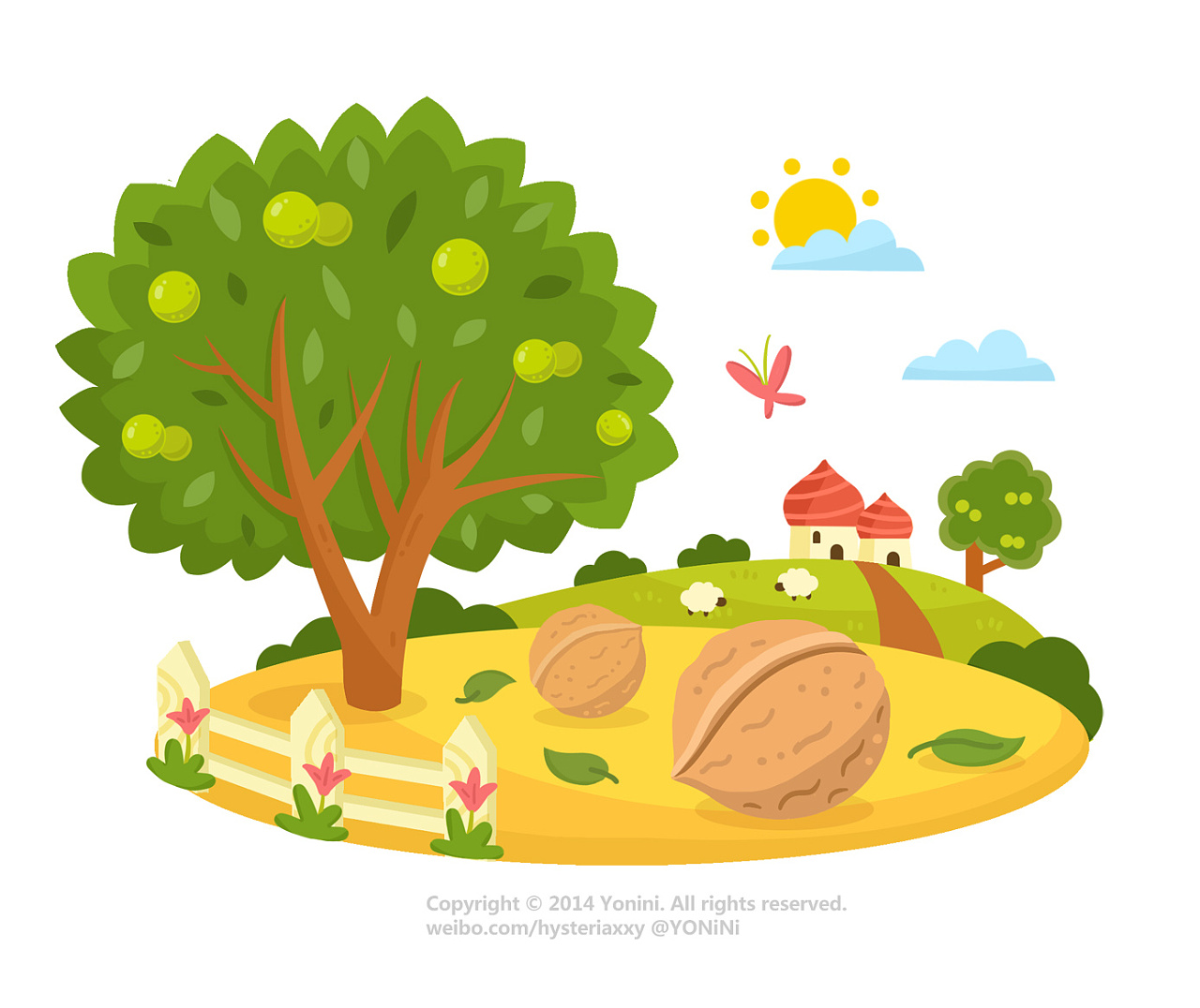 池塘苹果树|插画|儿童插画|娜西西小厨娘 - 原创作品 - 站酷 (ZCOOL)