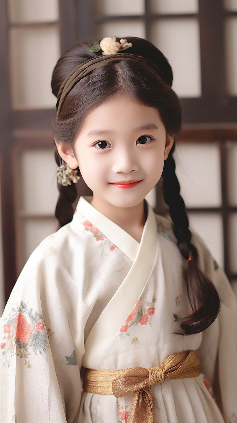 AI摄影|人像篇(5岁儿童):清纯可爱的国风小萝莉