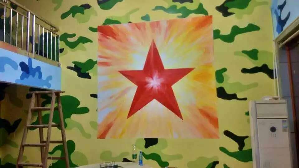 手绘迷彩墙来了|插画|新锐潮流插画|南京墙绘新视角_原创作品-站酷