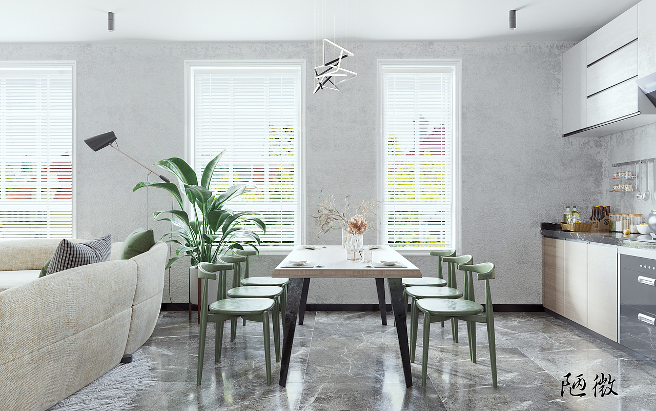 日常搬砖~ 现代客餐厅（图ZMjAxNTE2MTQw） - 家装设计 - 站酷设计师陋微原创素材 - 站酷ZCOOL