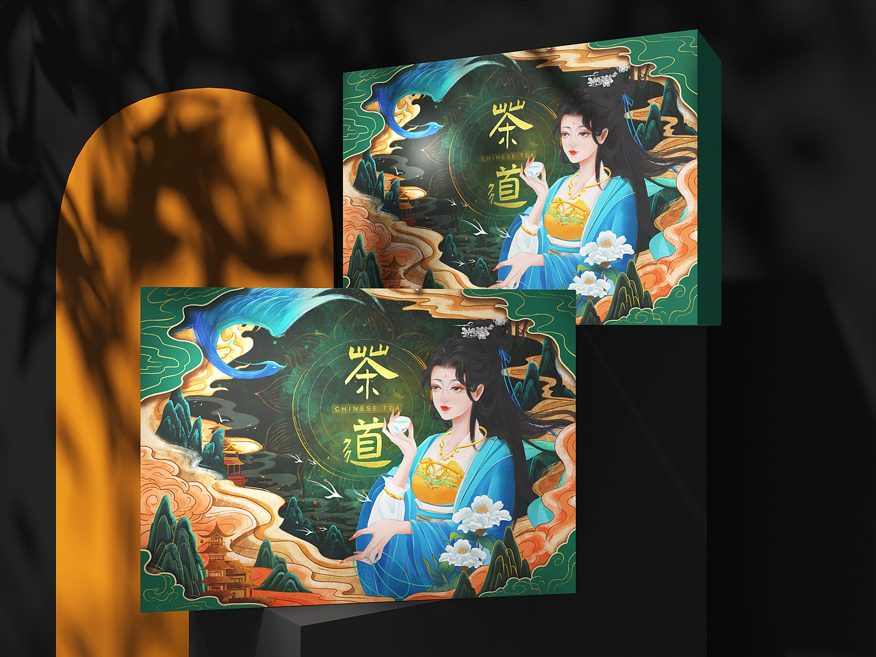 古风原创国风国潮茶叶插画包装设计