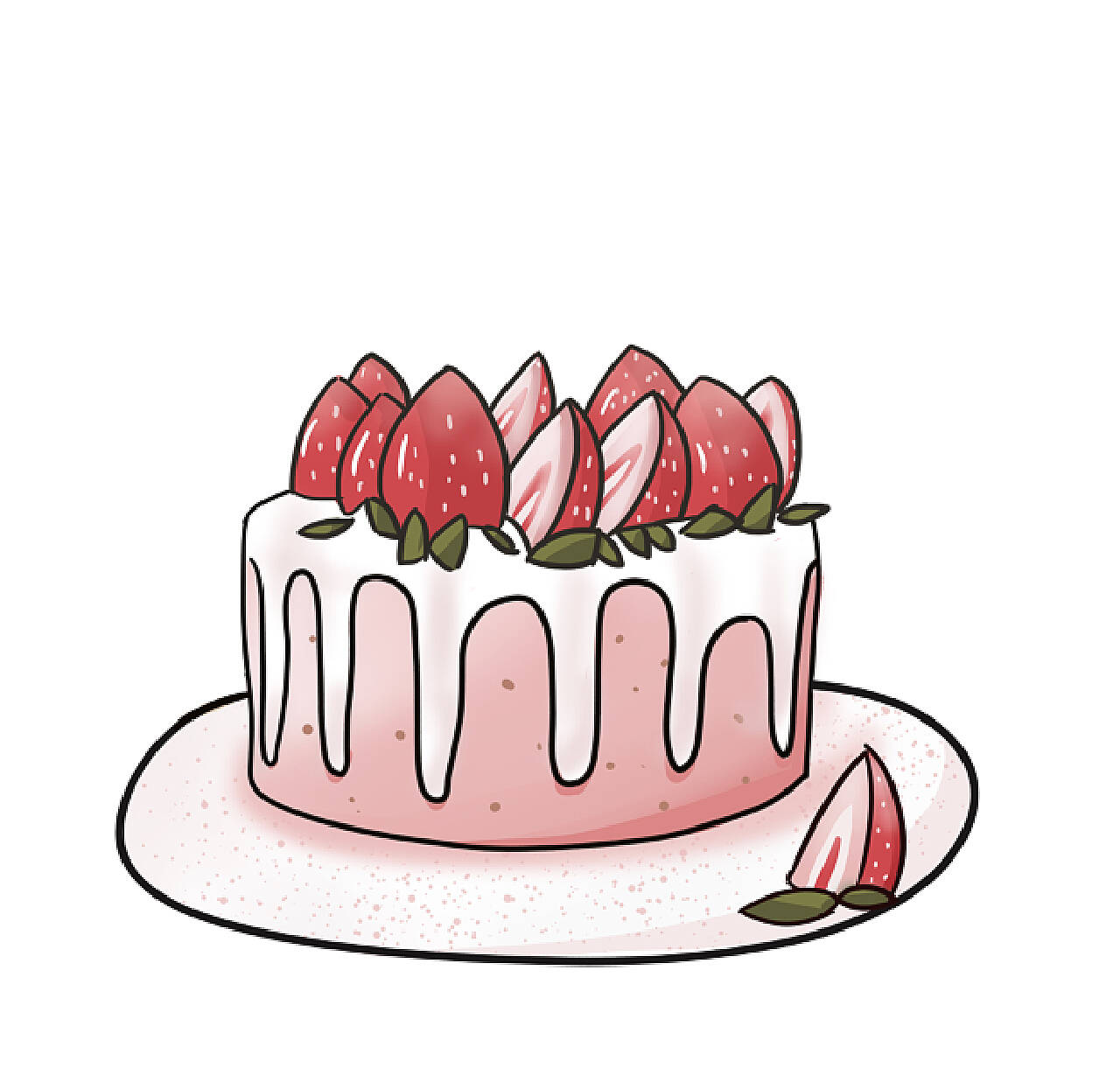 彩铅画草莓乳酪蛋糕|插画|创作习作|ArleneCui - 原创作品 - 站酷 (ZCOOL)