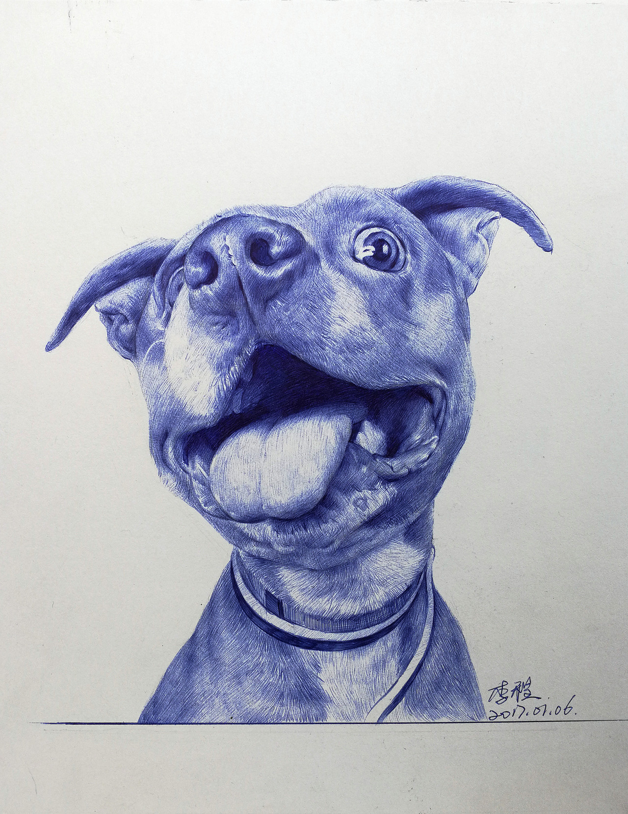 圆珠笔画比特犬（图ZNjgwNTc0MTI=） - 绘画 - 站酷设计师李程ART原创素材 - 站酷ZCOOL