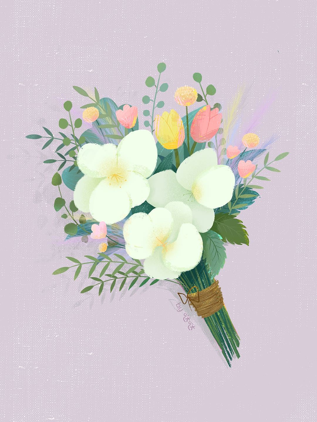 花束插畫（圖ZMjE1NDUzMDMy） - 創(chuàng)作習(xí)作 - 站酷設(shè)計師竹馬呀原創(chuàng)素材 - 站酷ZCOOL