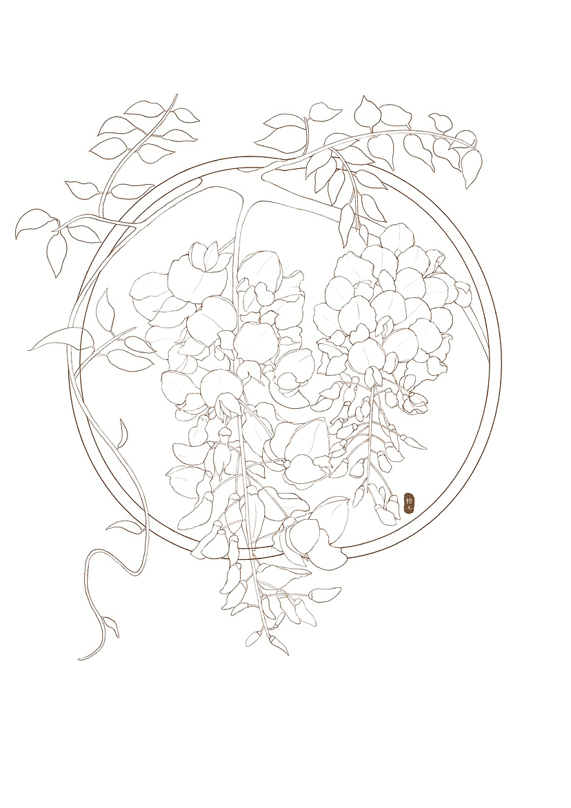 紫藤花/水彩花卉