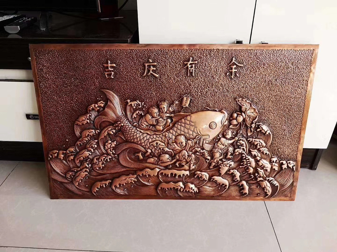 房地产入口纯铜浮雕壁画 手工锻打铜雕景墙工艺展示