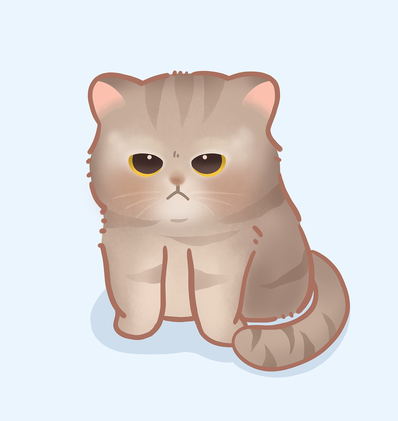 一只幽怨小猫咪插画