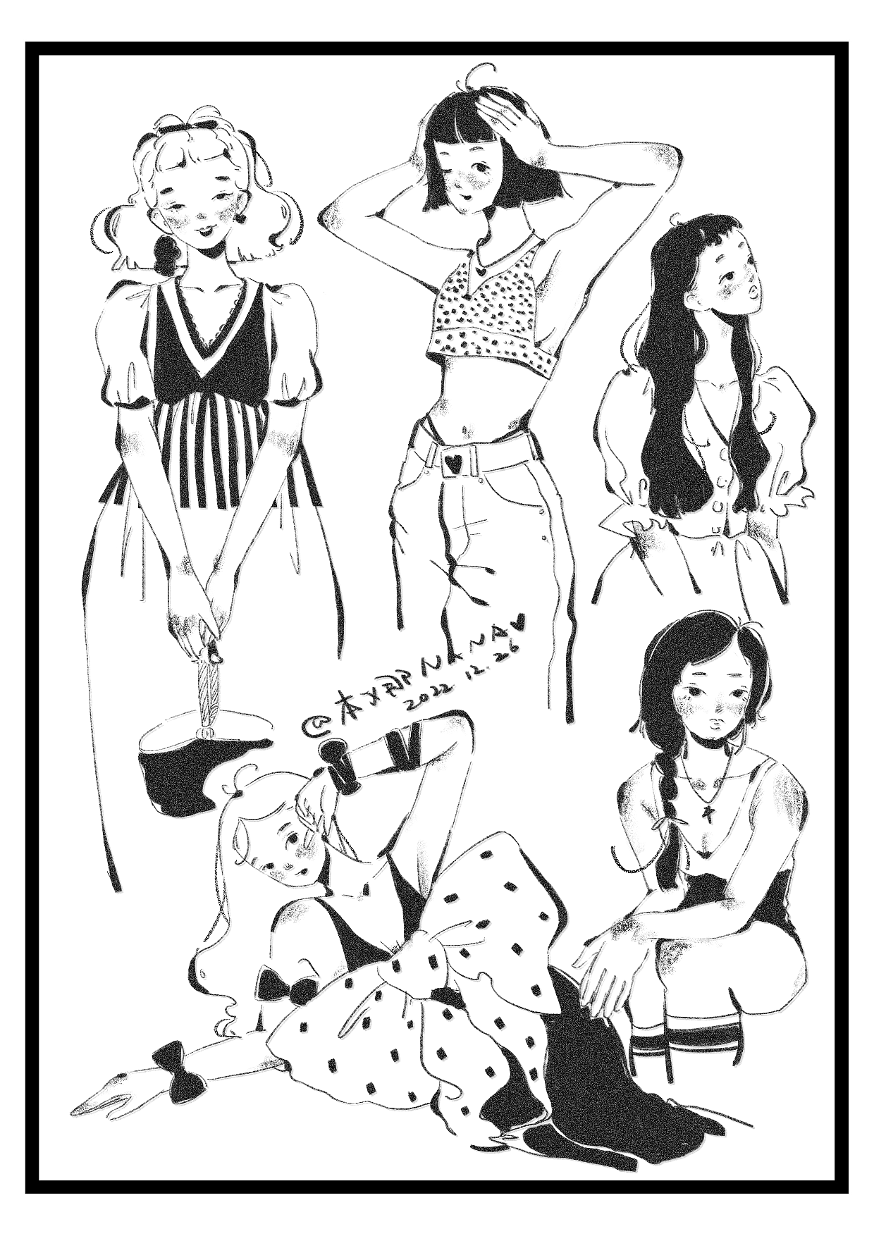 少女速写（合集）（图ZMzI3MTkwNTI0） - 创作习作 - 站酷设计师本娜NANA原创素材 - 站酷ZCOOL