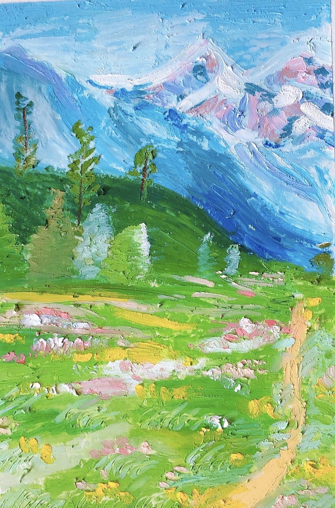 油画棒风景作品《春天》