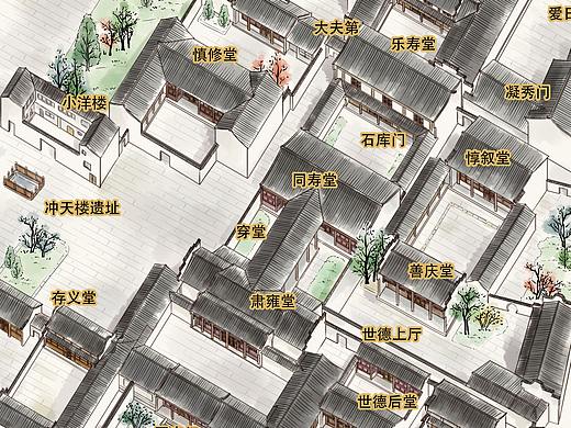 古镇手绘地图 旅游导览地图