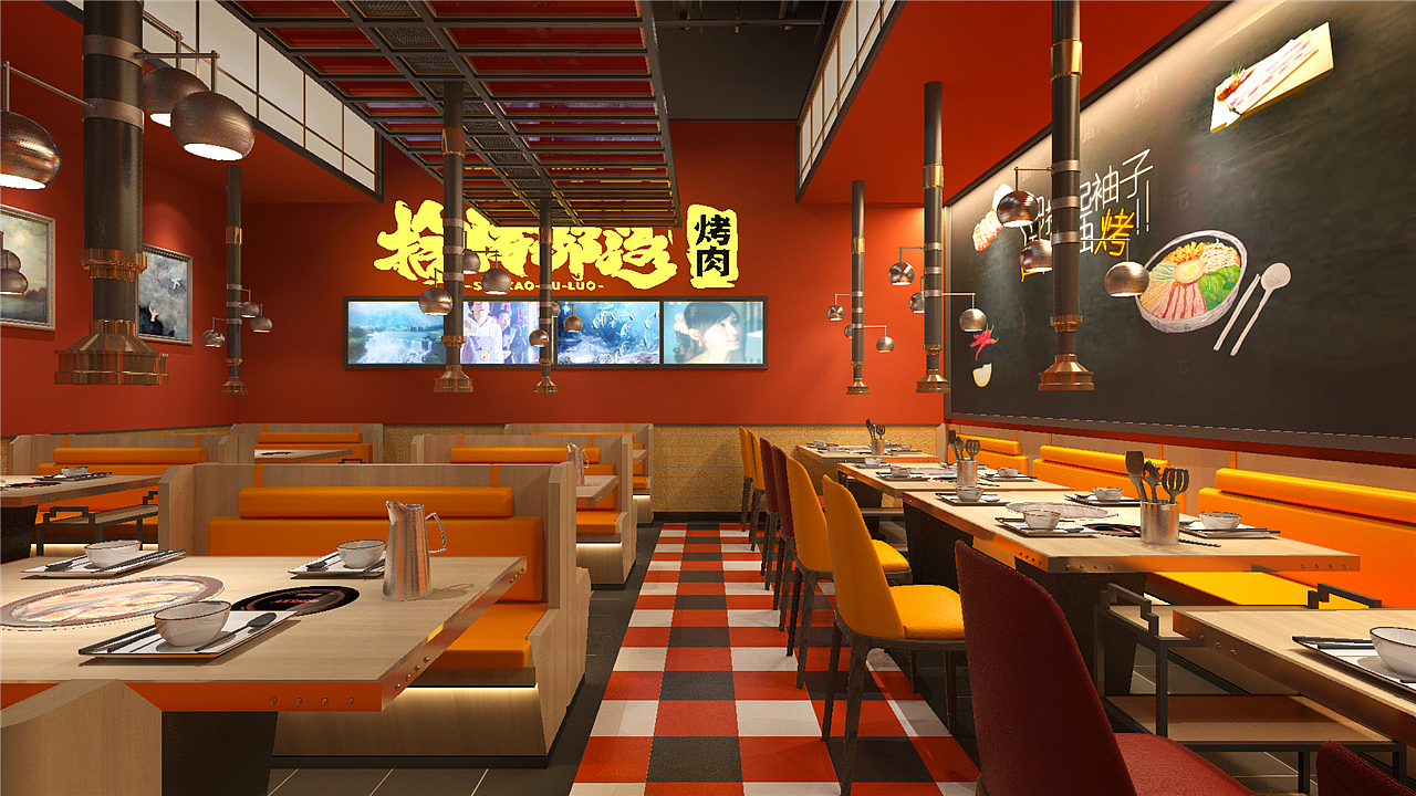 烤肉馆装修|韩国烤肉店装修效果图