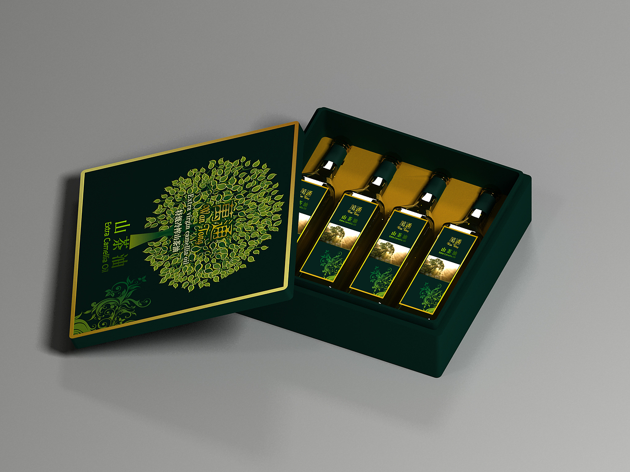 一套山茶油的包装设计......