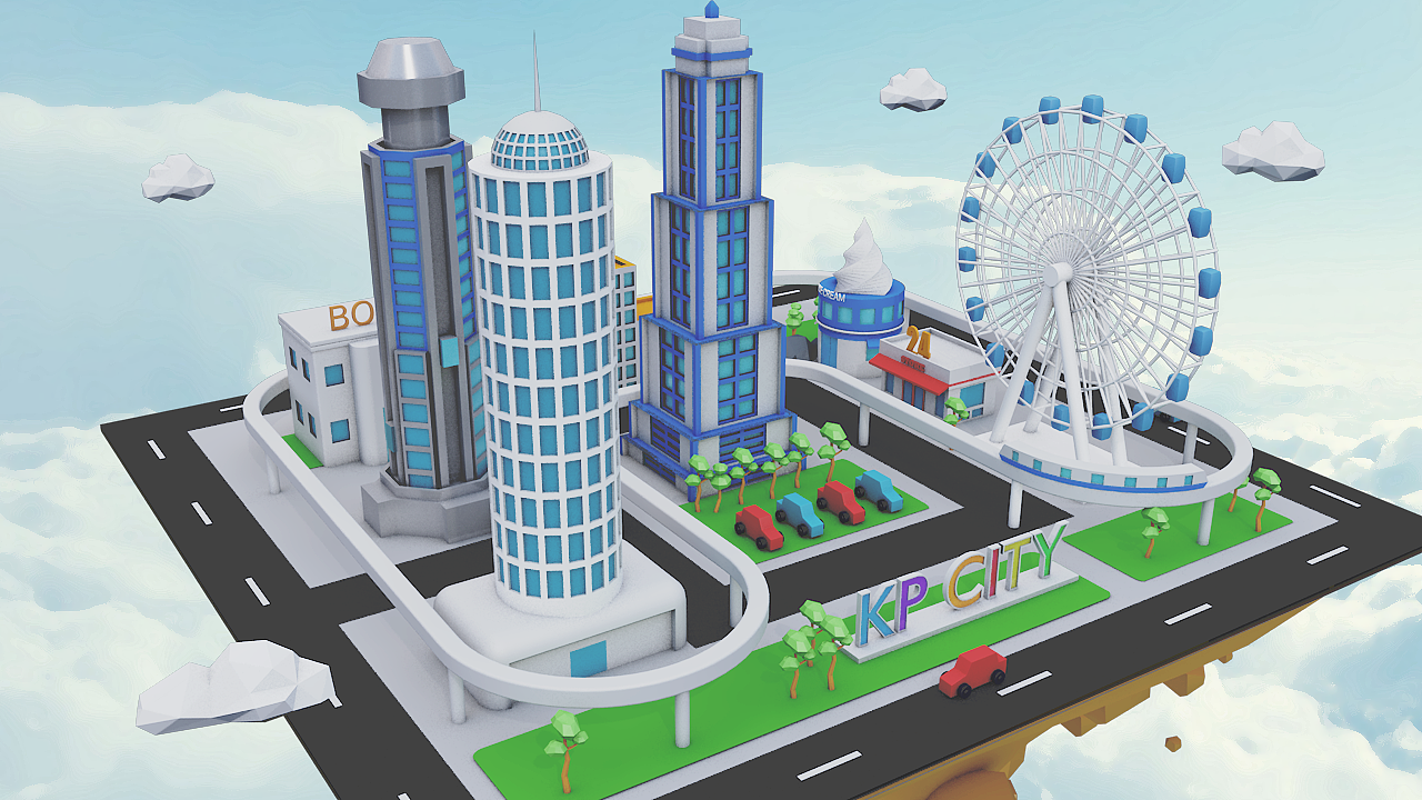 【c4d】浮空城市